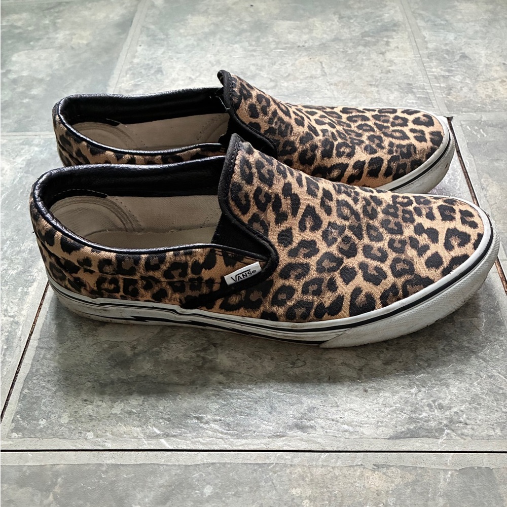 Vans Leopard Print Slip-On Sneakers (WIDE)